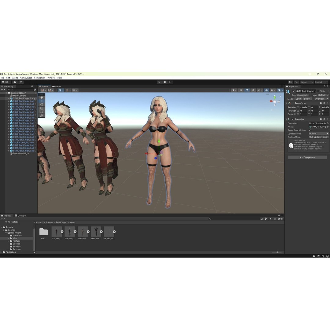 Red Knight Lady 3D Model – Low Poly Rigged Character with PBR Textures - View 9