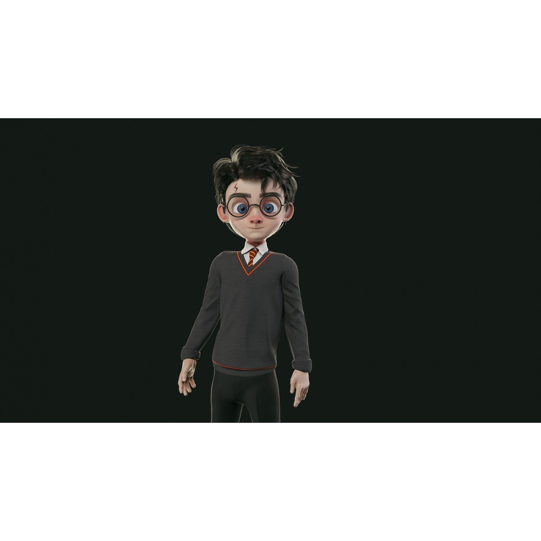 Harry 3D Model – Low Poly Game-Ready Character, FBX - View 13