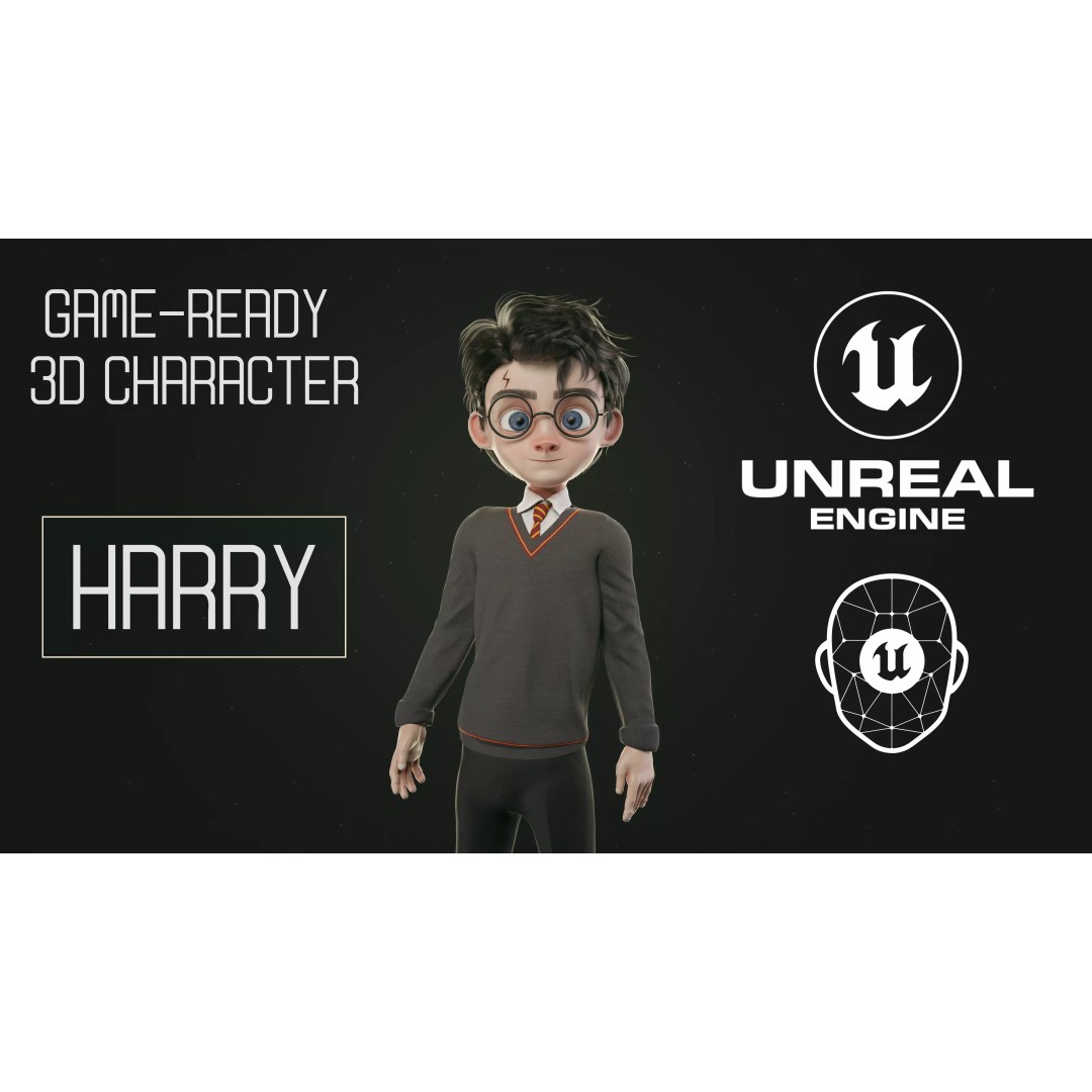Harry 3D Model – Low Poly Game-Ready Character, FBX - View 2