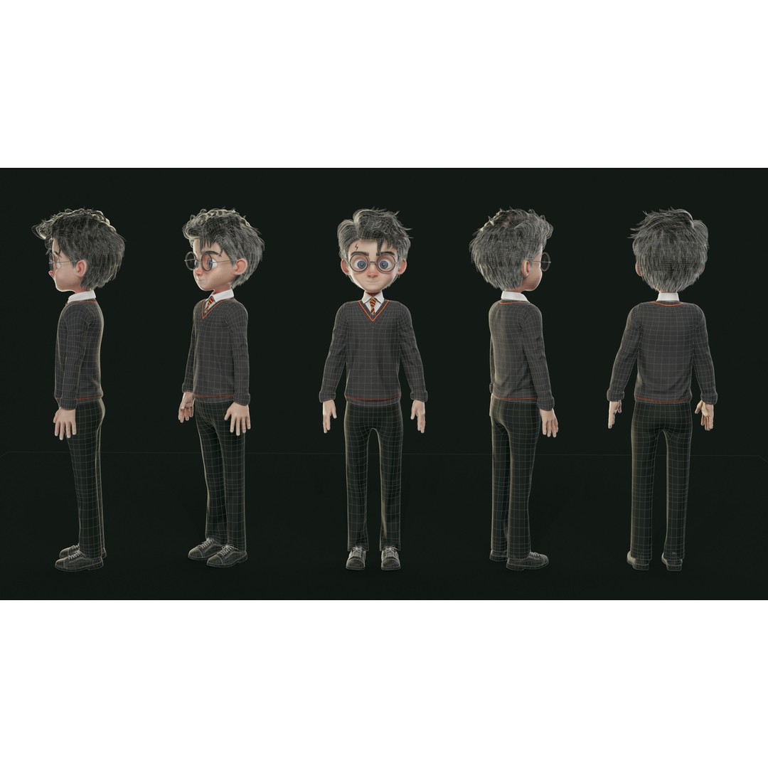 Harry 3D Model – Low Poly Game-Ready Character, FBX - View 5