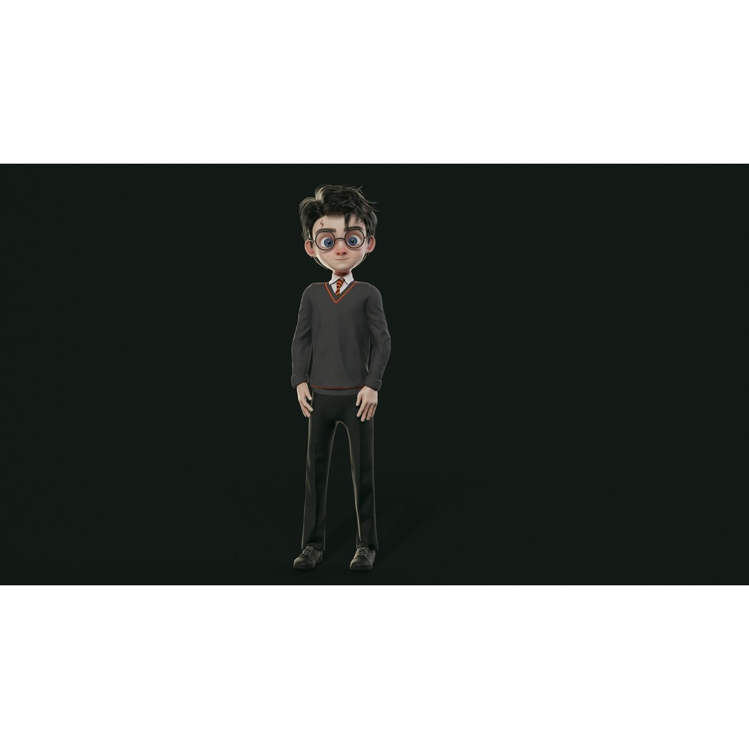 Harry 3D Model – Low Poly Game-Ready Character, FBX - View 7