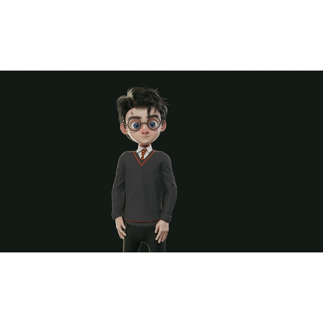 Harry 3D Model – Low Poly Game-Ready Character, FBX - View 8