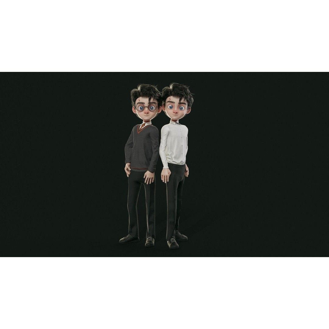 Harry 3D Model – Low Poly Game-Ready Character, FBX - View 9