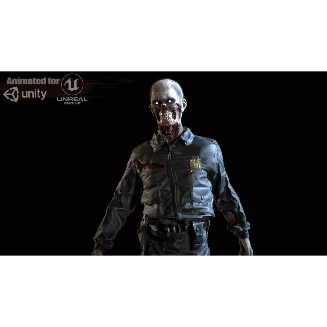 SuperZombie8 3D Model – Low Poly Character, Rigged, PBR Textures - View 2