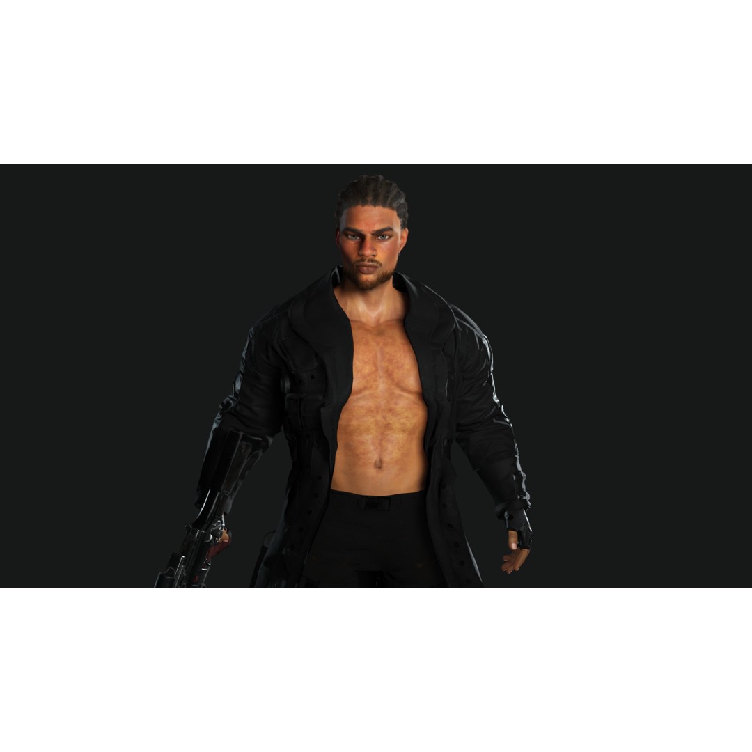 Realistic Black Man Character 3D Model – Game Ready Low Poly Sniper, FBX - View 17