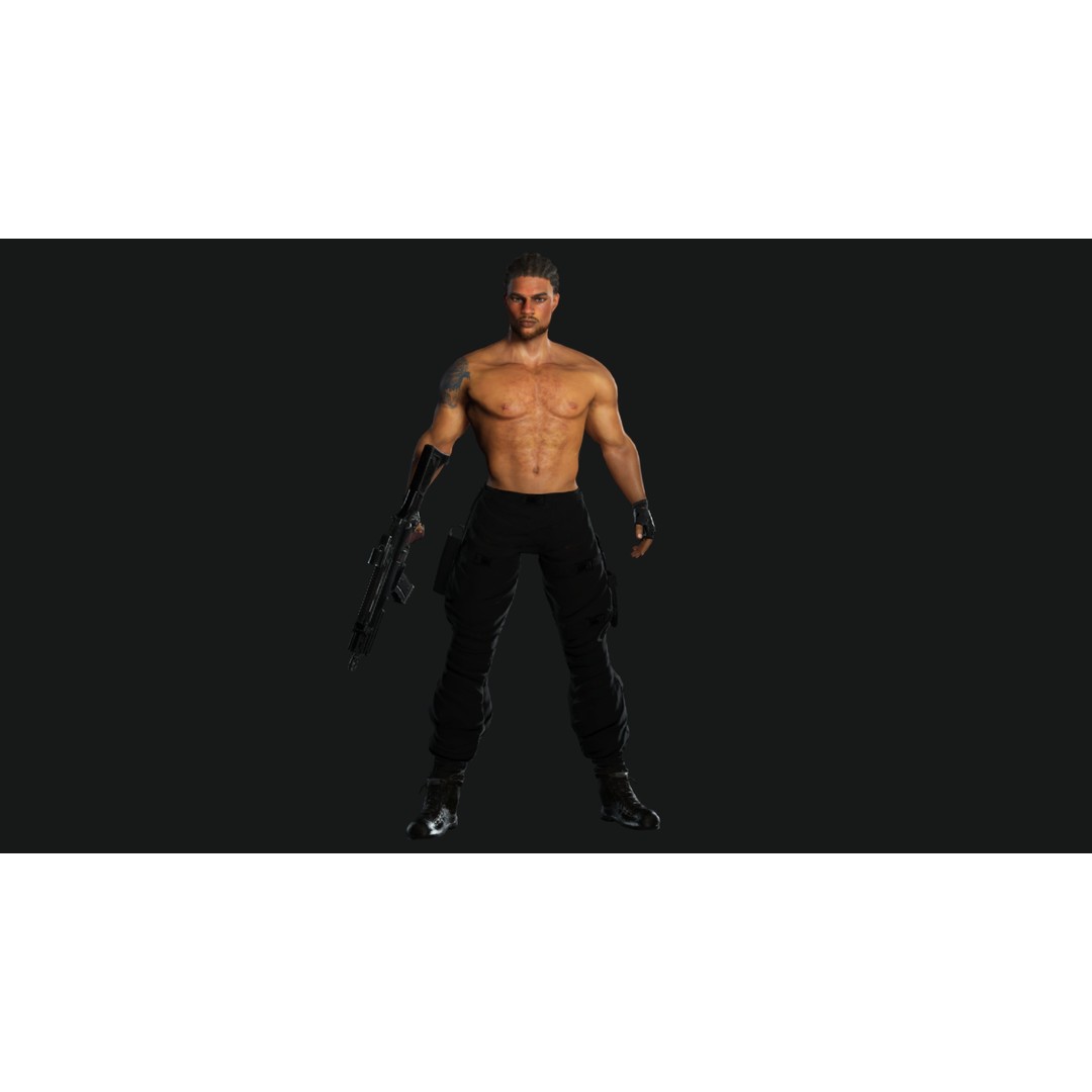 Realistic Black Man Character 3D Model – Game Ready Low Poly Sniper, FBX - View 18