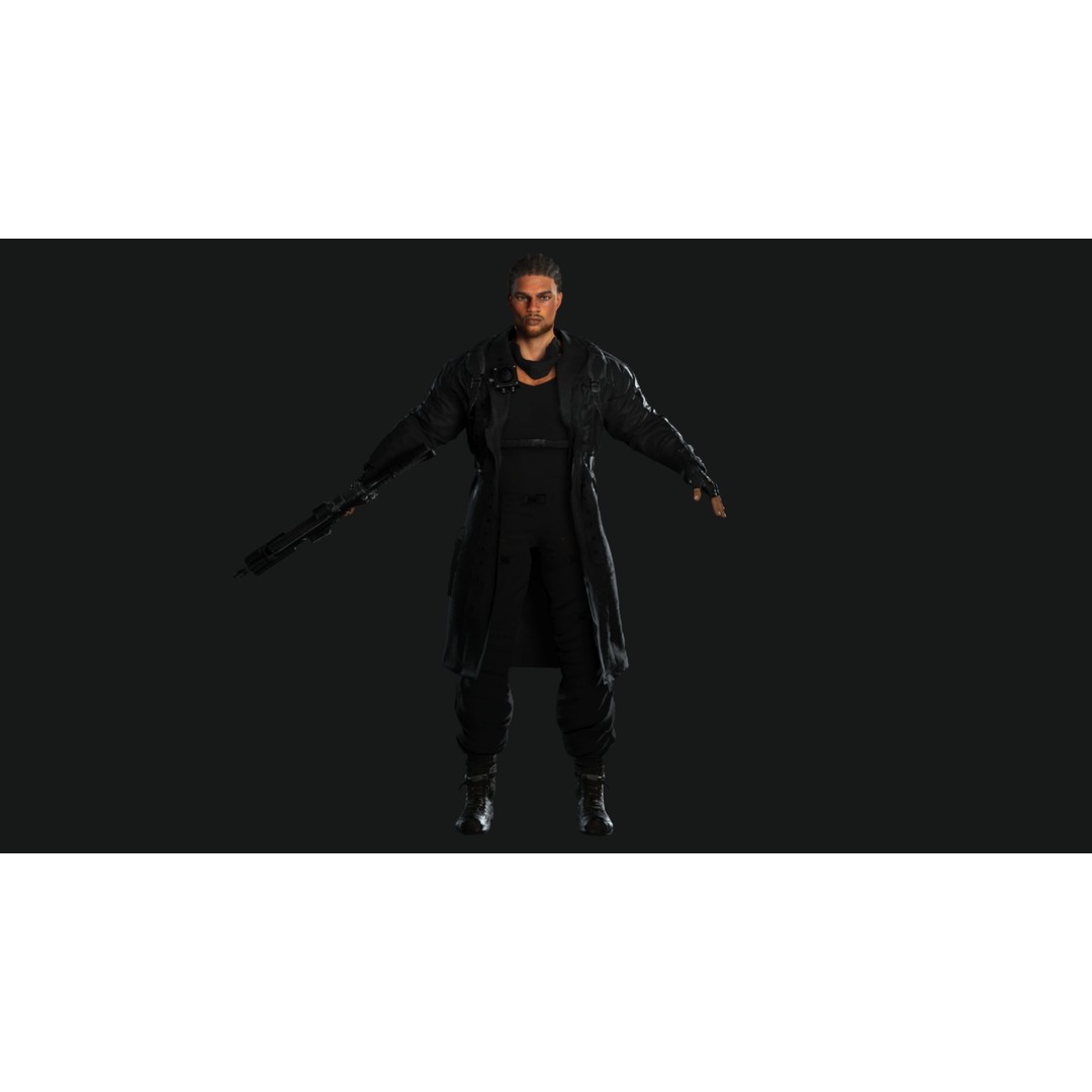 Realistic Black Man Character 3D Model – Game Ready Low Poly Sniper, FBX - View 19