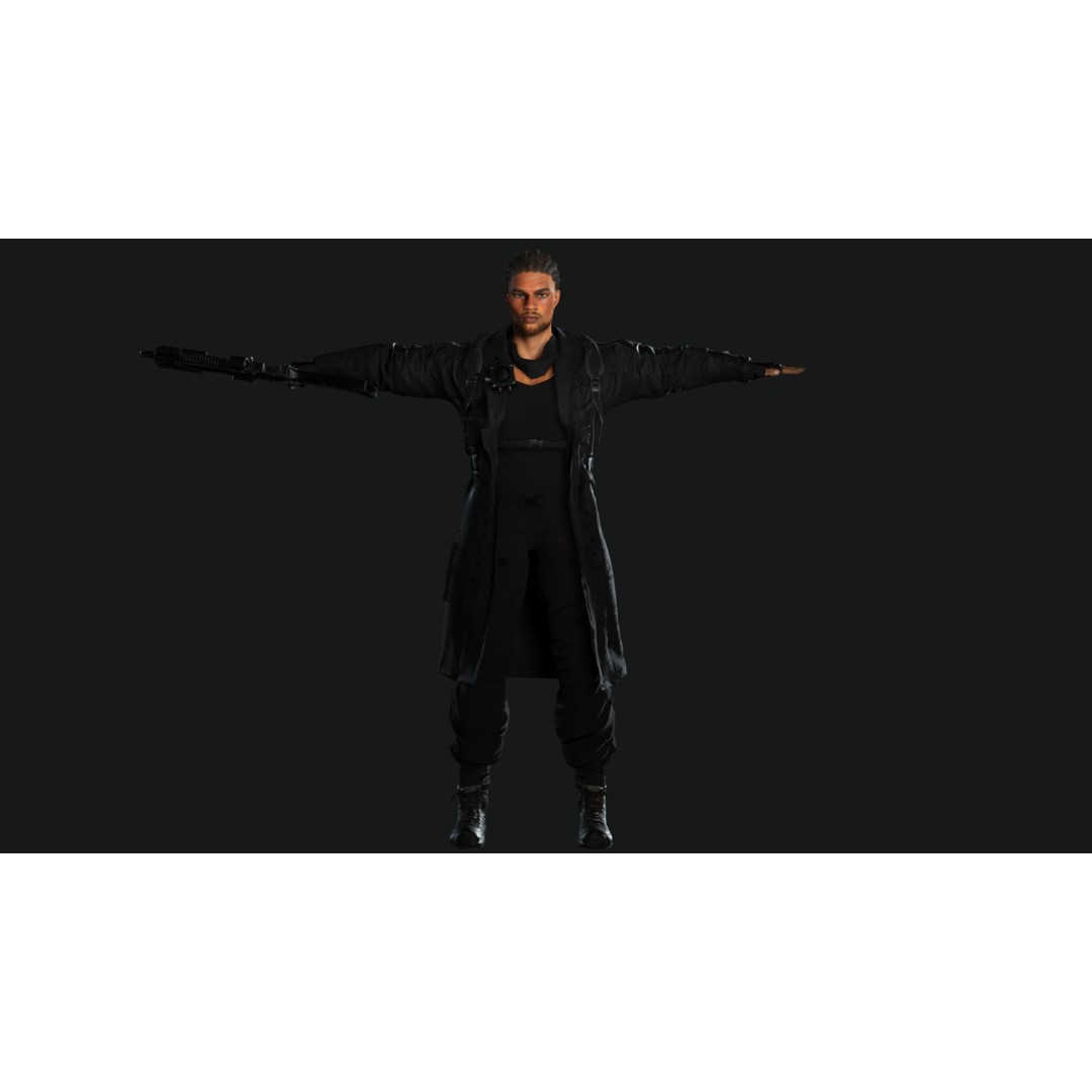 Realistic Black Man Character 3D Model – Game Ready Low Poly Sniper, FBX - View 20