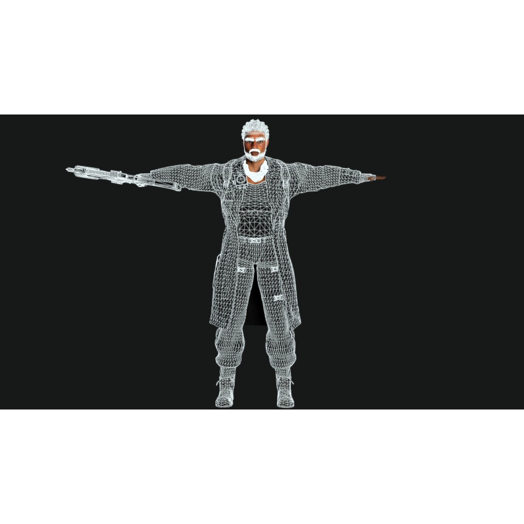 Realistic Black Man Character 3D Model – Game Ready Low Poly Sniper, FBX - View 21