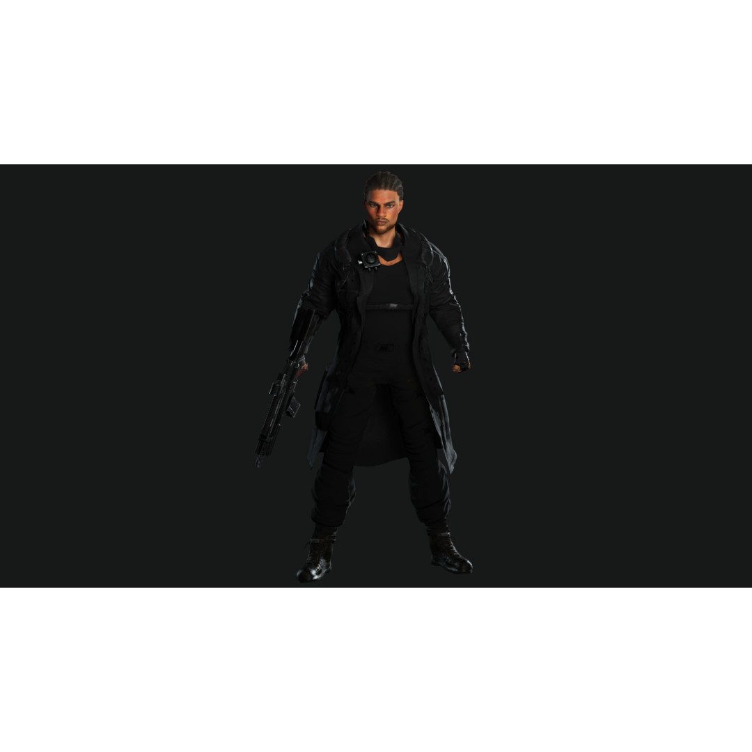 Realistic Black Man Character 3D Model – Game Ready Low Poly Sniper, FBX - View 3