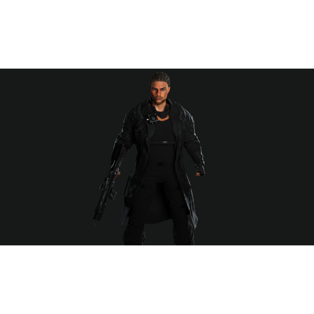 Realistic Black Man Character 3D Model – Game Ready Low Poly Sniper, FBX - View 4