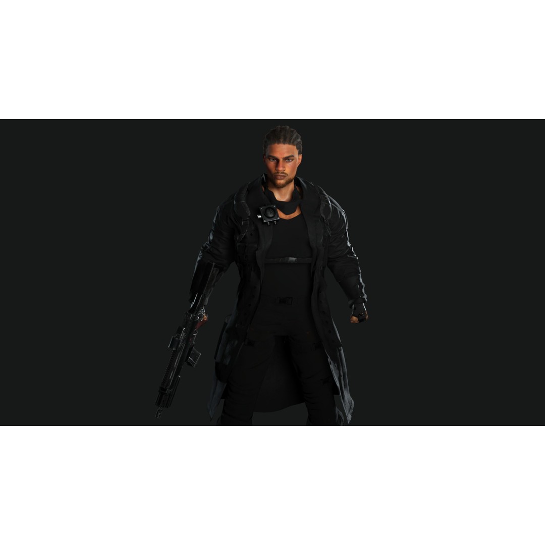 Realistic Black Man Character 3D Model – Game Ready Low Poly Sniper, FBX - View 5