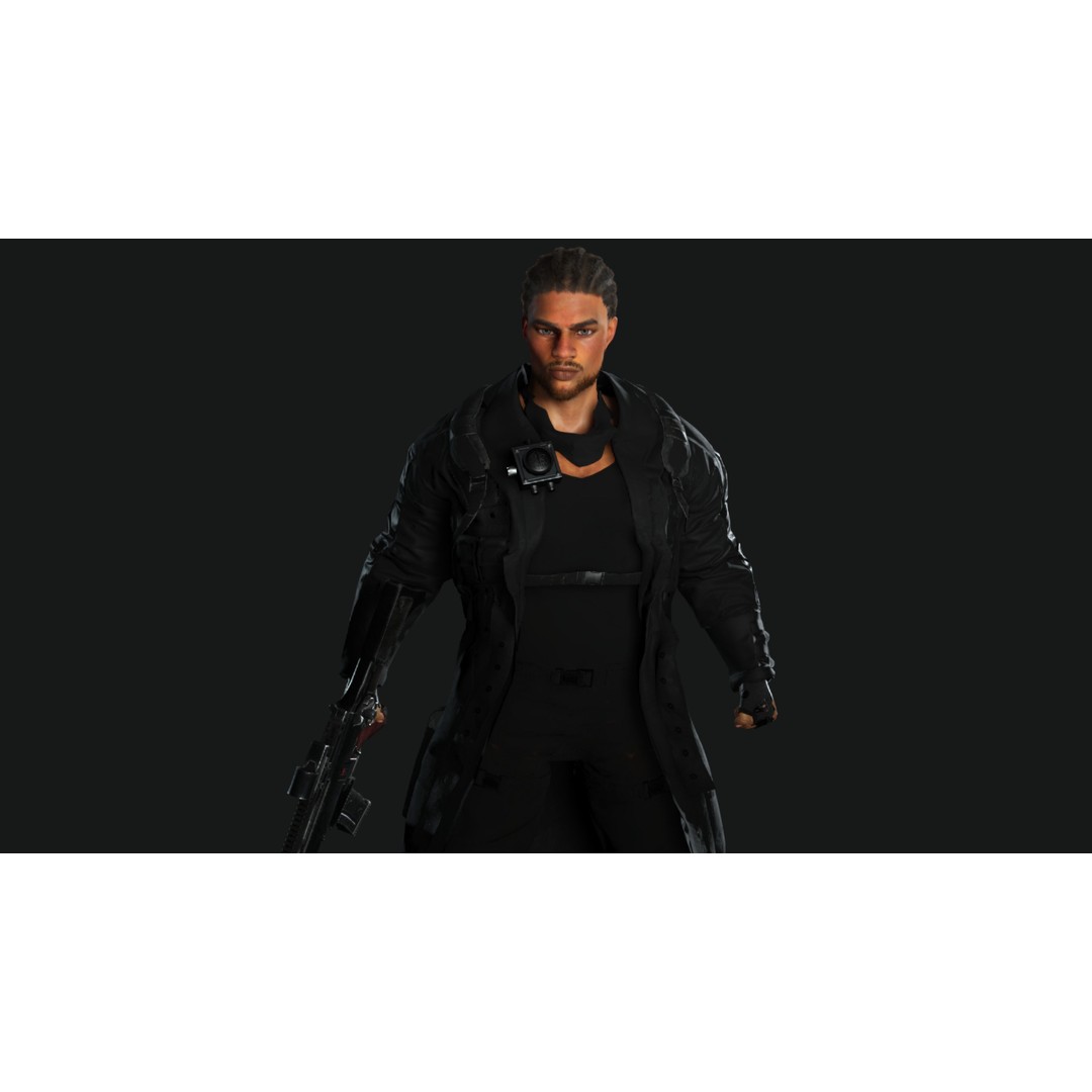 Realistic Black Man Character 3D Model – Game Ready Low Poly Sniper, FBX - View 6