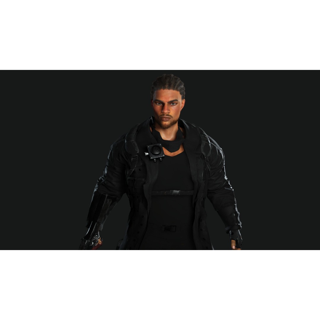 Realistic Black Man Character 3D Model – Game Ready Low Poly Sniper, FBX - View 7