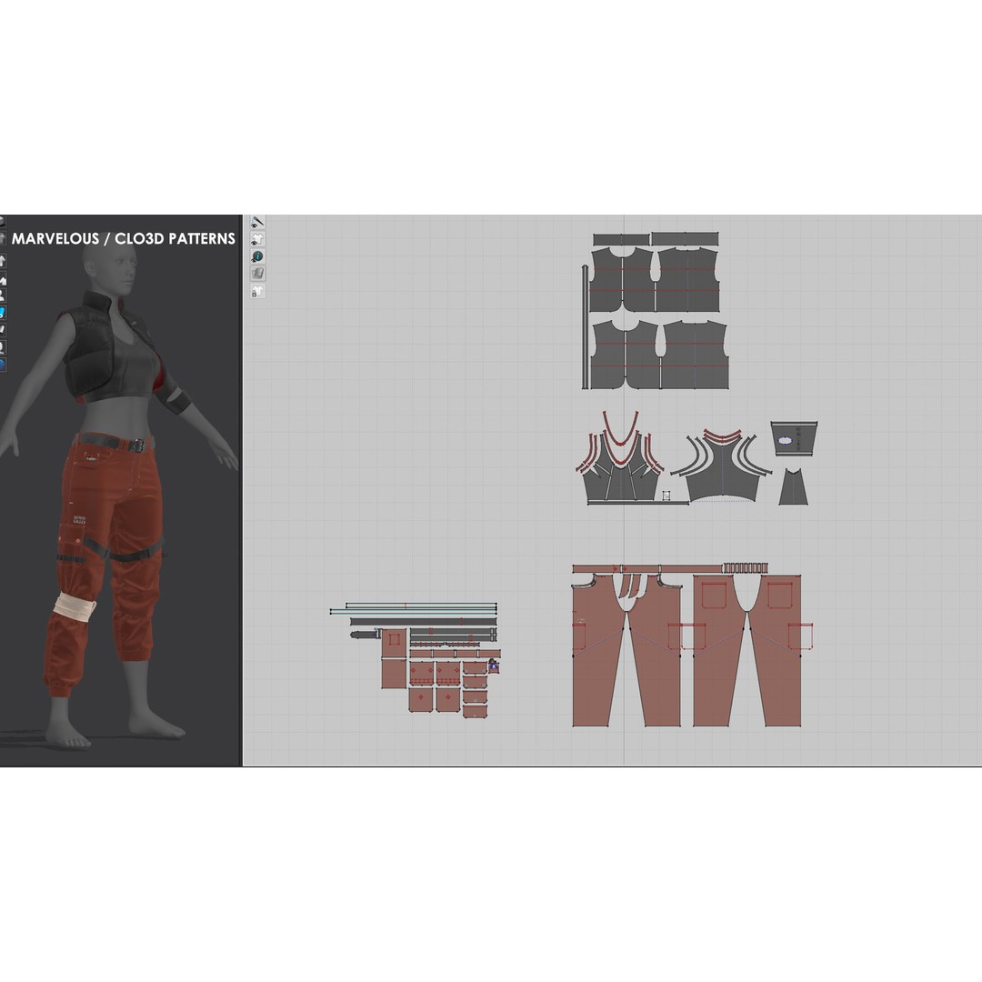 Girls Outfit 3D Model – Fashion Urban Clothing, PBR Textures - View 10
