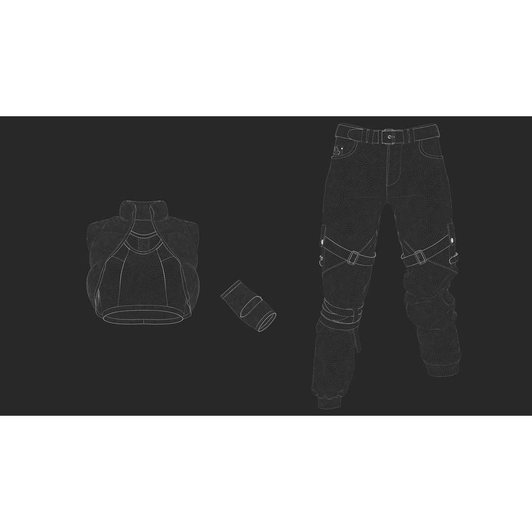 Girls Outfit 3D Model – Fashion Urban Clothing, PBR Textures - View 12