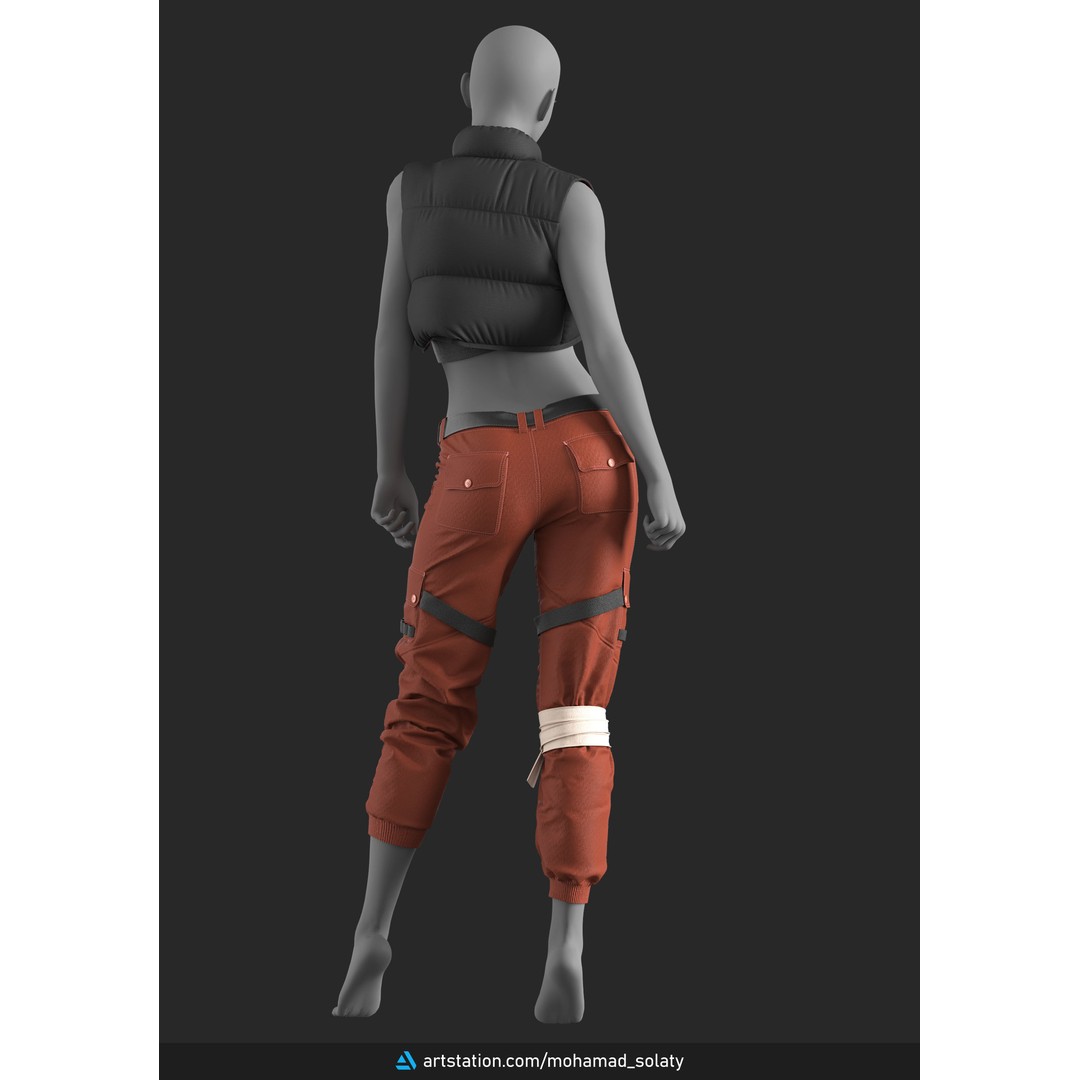 Girls Outfit 3D Model – Fashion Urban Clothing, PBR Textures - View 3