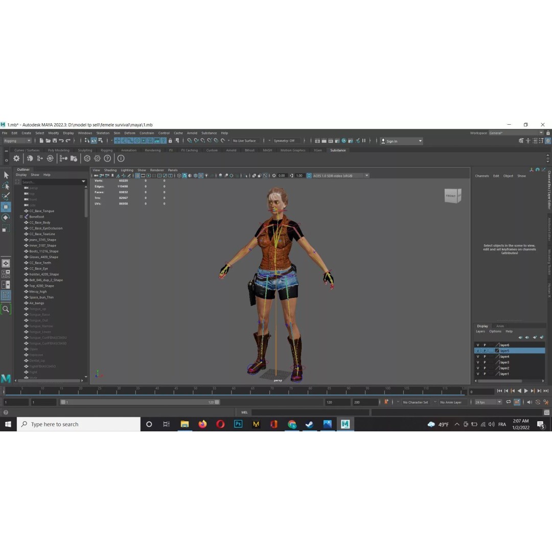 Adventurous Female Explorer 3D Model – Realistic Low Poly Character, FBX - View 15