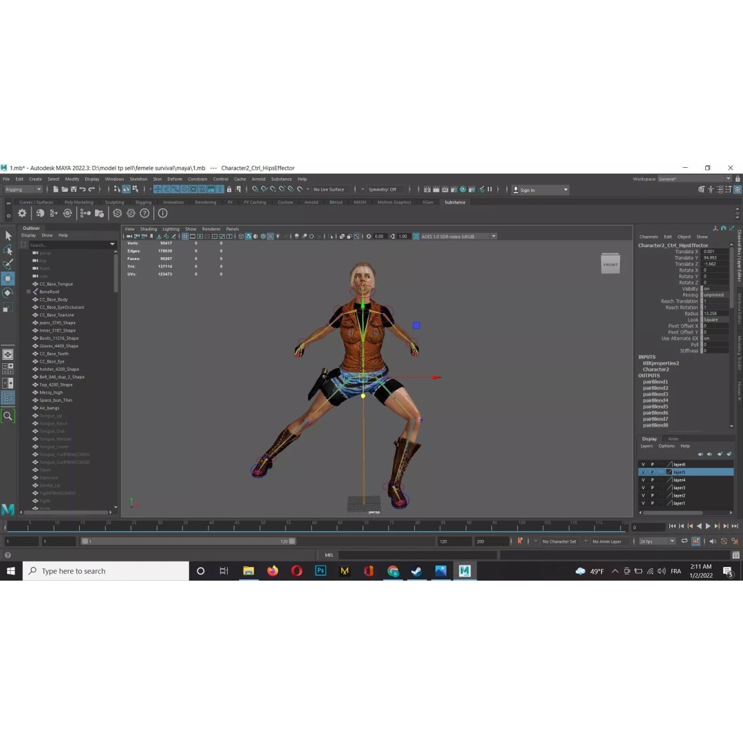 Adventurous Female Explorer 3D Model – Realistic Low Poly Character, FBX - View 17
