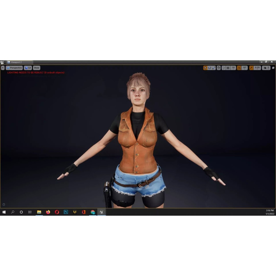 Adventurous Female Explorer 3D Model – Realistic Low Poly Character, FBX - View 24