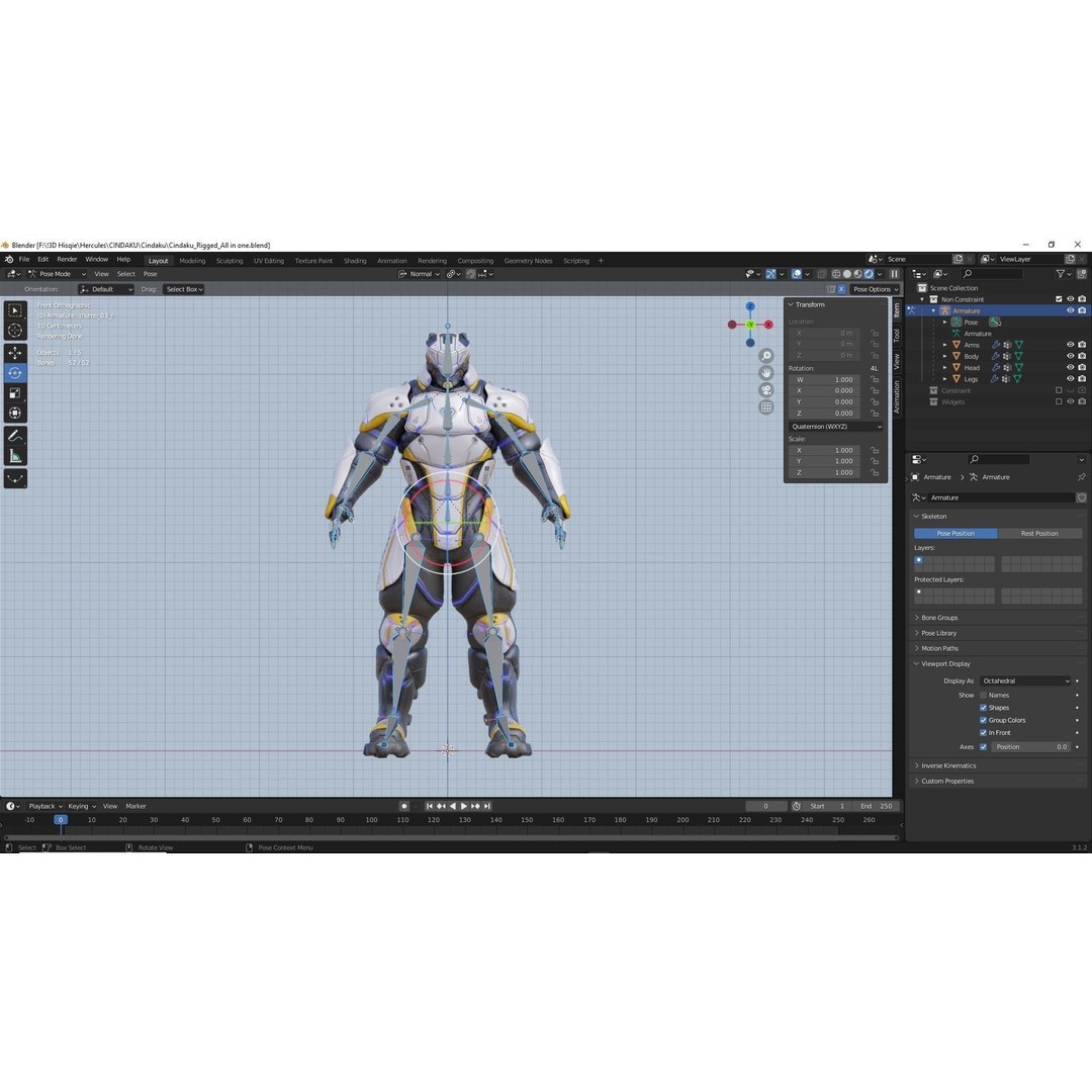 Cindaku Cybernetic Soldier 3D Model – Low Poly Rigged Character, FBX - View 17