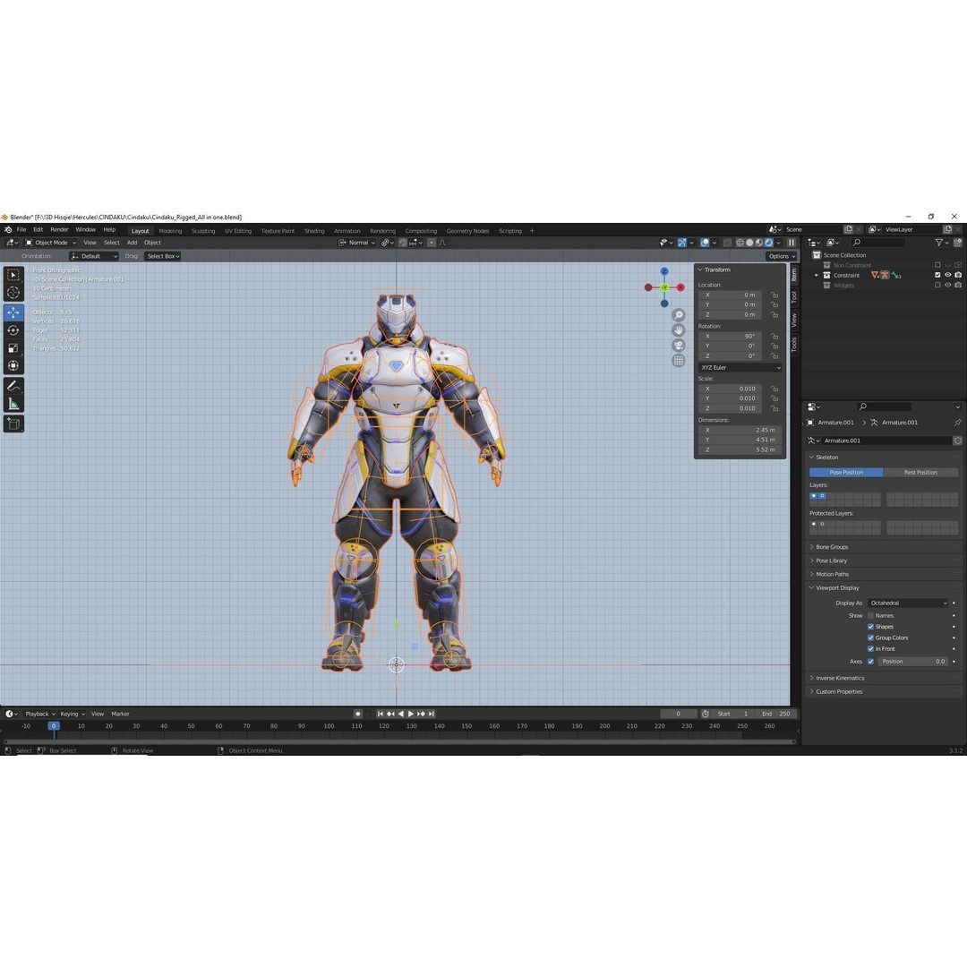 Cindaku Cybernetic Soldier 3D Model – Low Poly Rigged Character, FBX - View 18