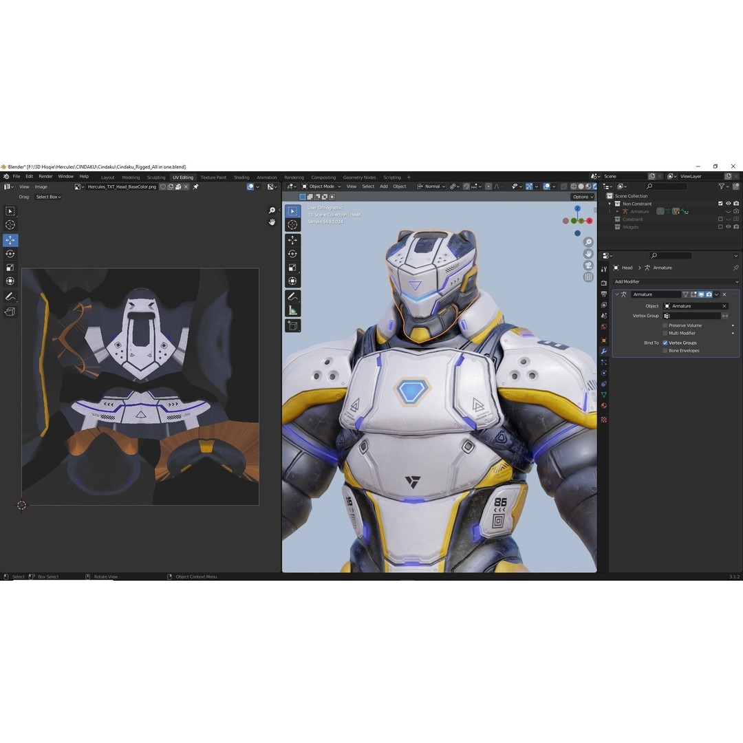 Cindaku Cybernetic Soldier 3D Model – Low Poly Rigged Character, FBX - View 19