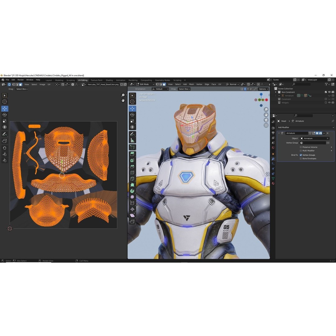 Cindaku Cybernetic Soldier 3D Model – Low Poly Rigged Character, FBX - View 20
