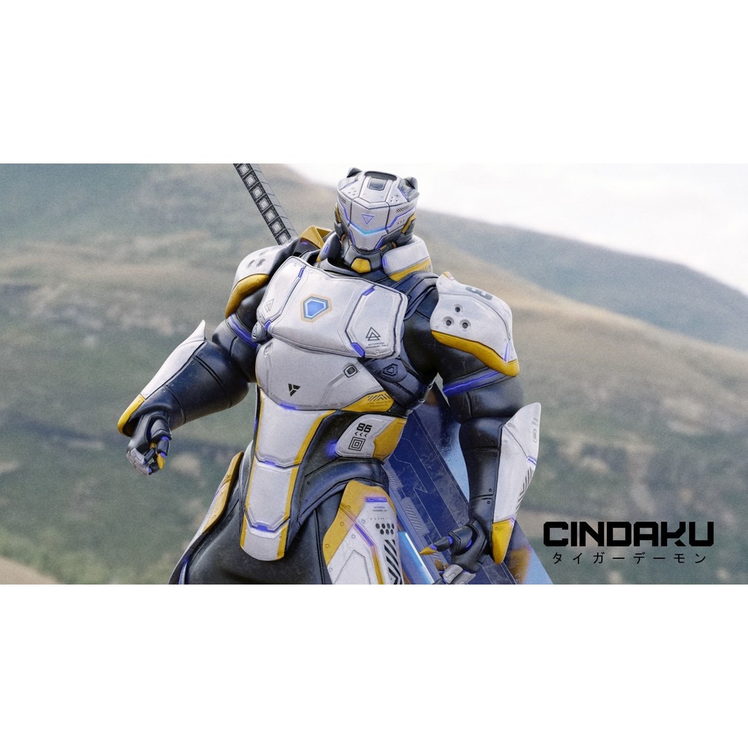 Cindaku Cybernetic Soldier 3D Model – Low Poly Rigged Character, FBX - View 4