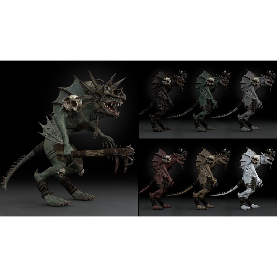 Serpens Dragon 3D Model – Rigged Low-Poly Game Asset, FBX, PBR - View 10