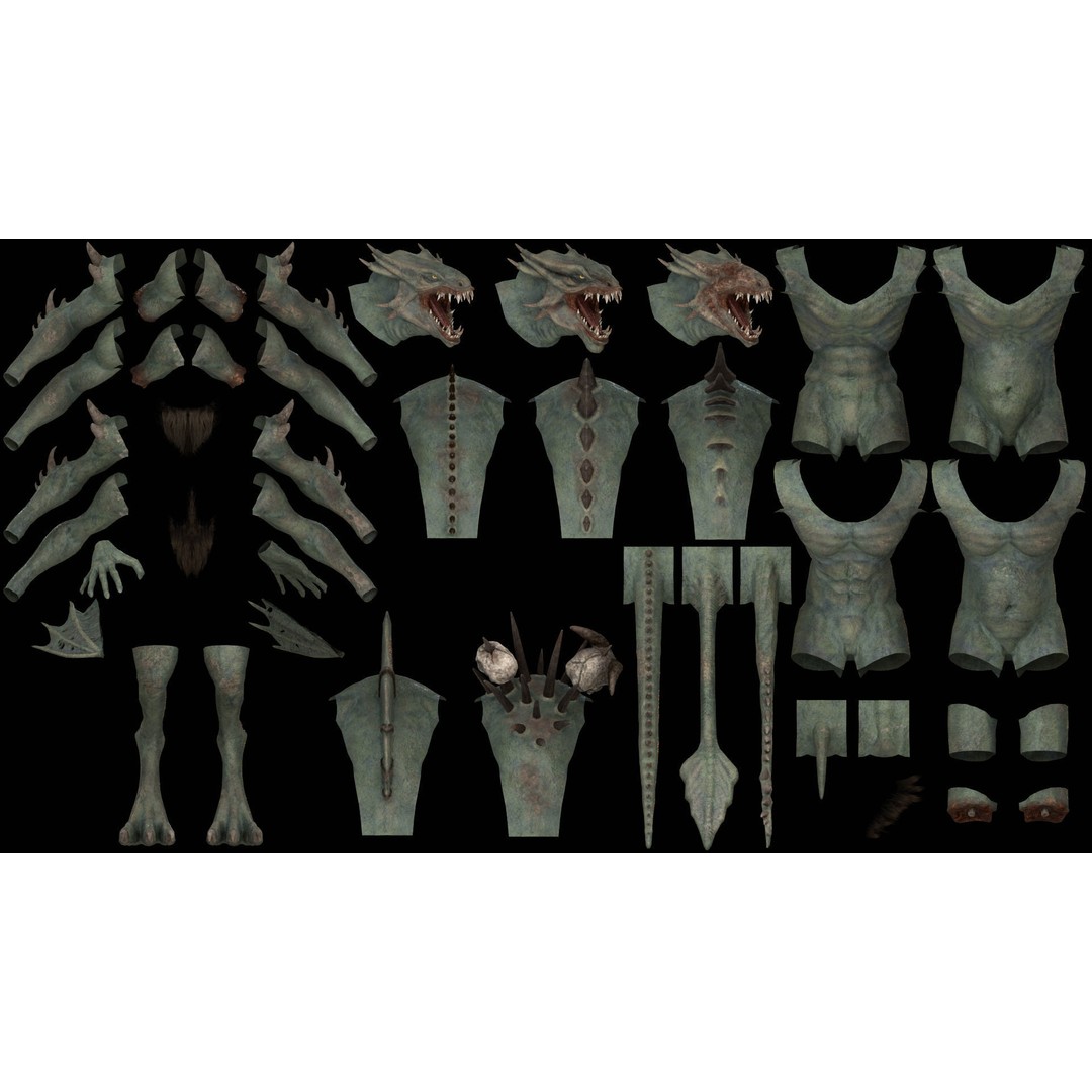 Serpens Dragon 3D Model – Rigged Low-Poly Game Asset, FBX, PBR - View 17
