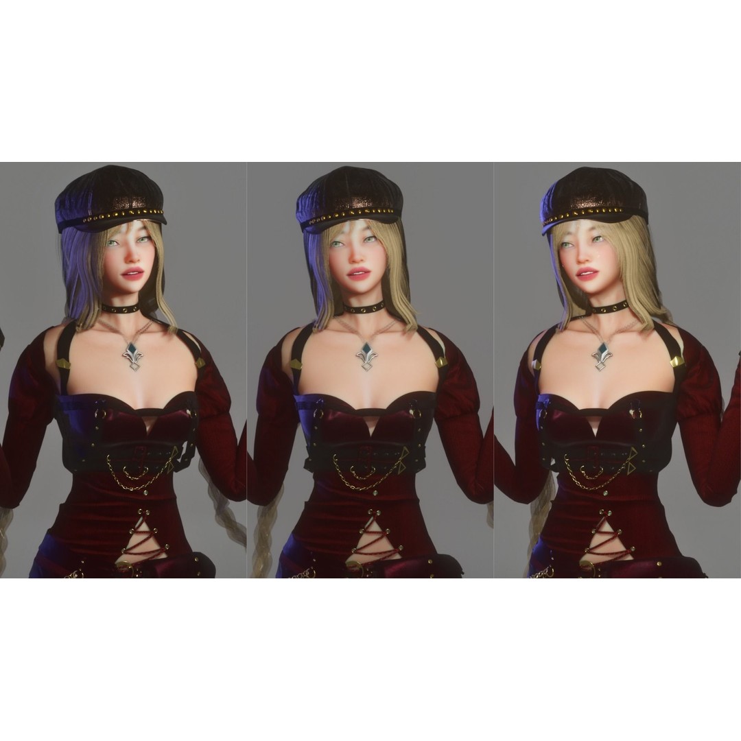 Gunslinger Girl 3D Model – Low Poly Rigged Character with PBR Textures - View 3
