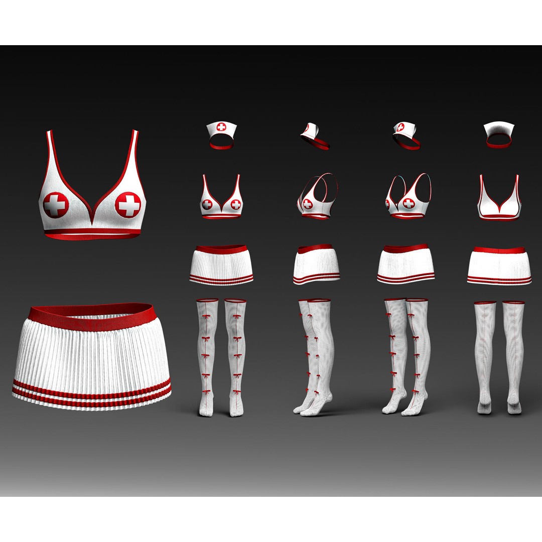 Sexy Nurse Outfit 3D Model – 10 Stylish Uniforms, FBX & OBJ