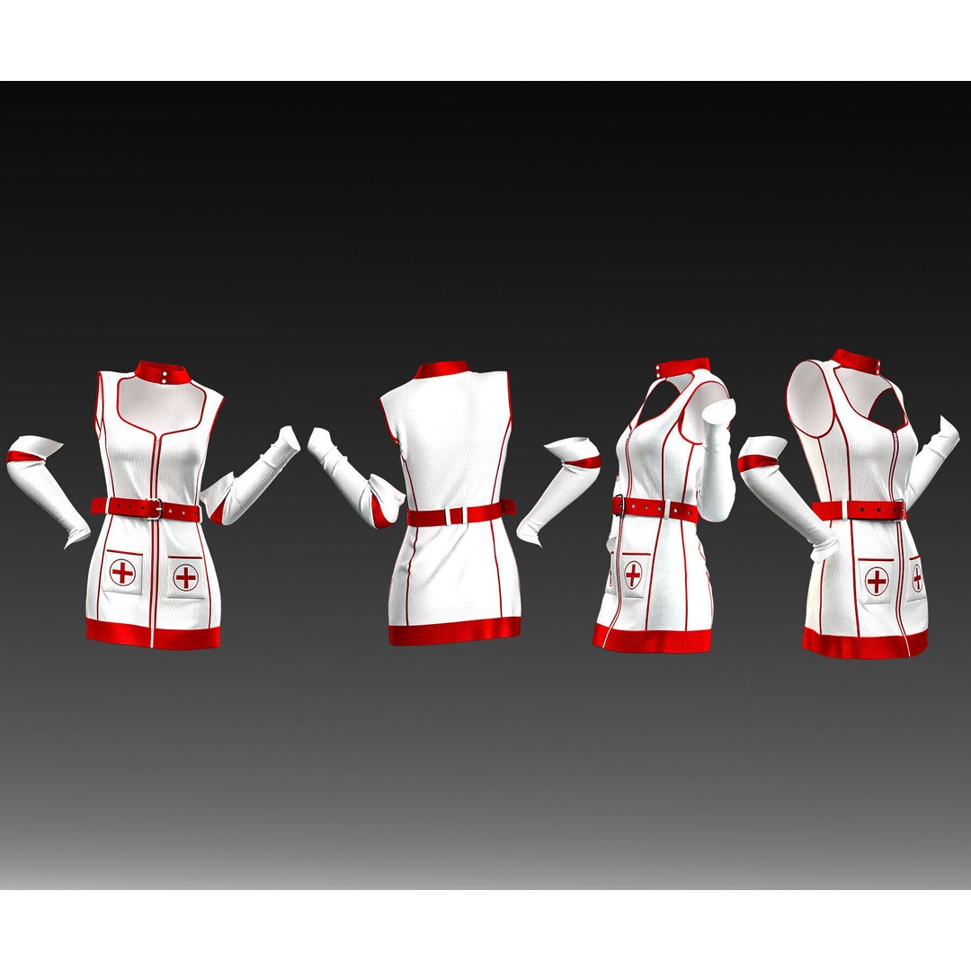 Sexy Nurse Outfit 3D Model – 10 Stylish Uniforms, FBX & OBJ - View 10