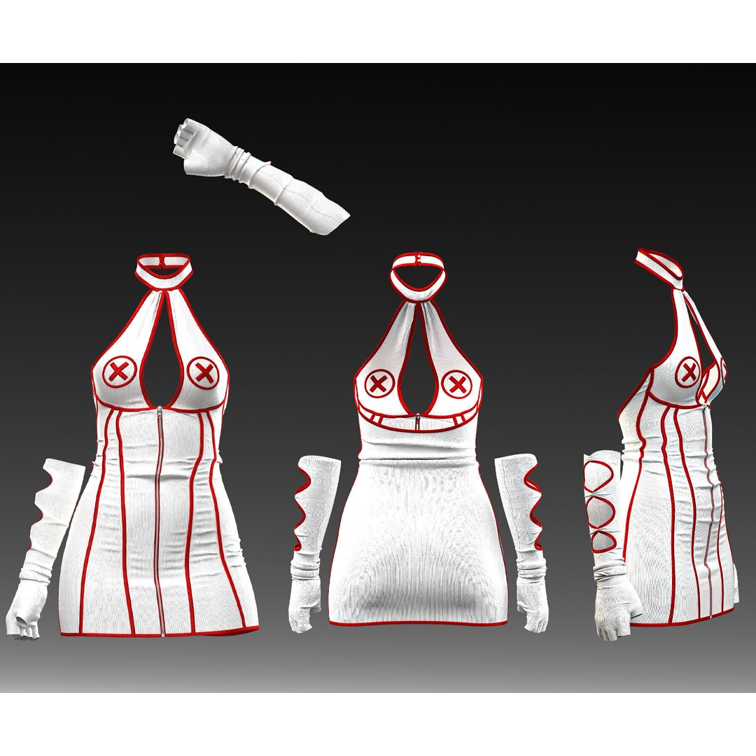 Sexy Nurse Outfit 3D Model – 10 Stylish Uniforms, FBX & OBJ - View 11