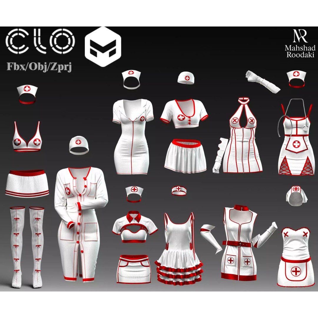 Sexy Nurse Outfit 3D Model – 10 Stylish Uniforms, FBX & OBJ - View 2