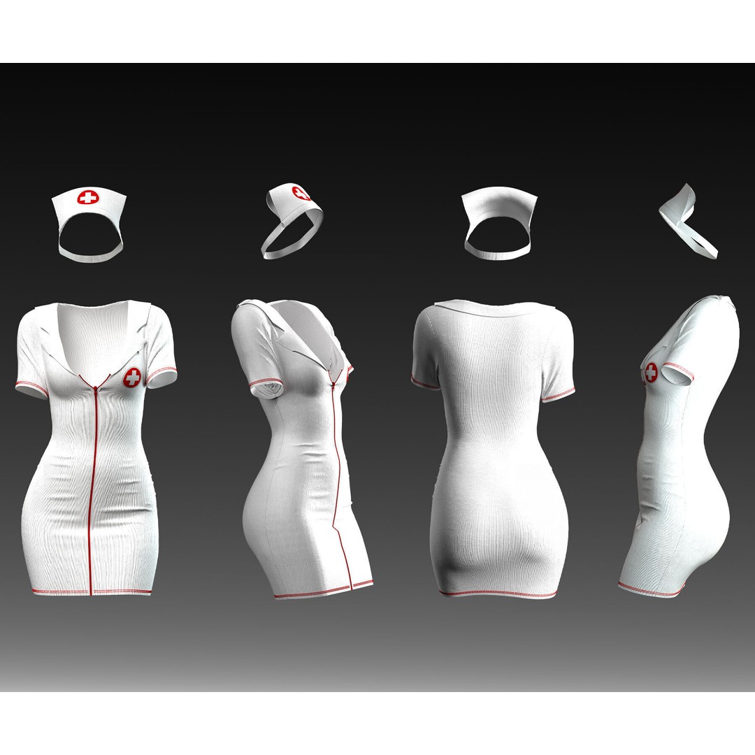 Sexy Nurse Outfit 3D Model – 10 Stylish Uniforms, FBX & OBJ - View 3