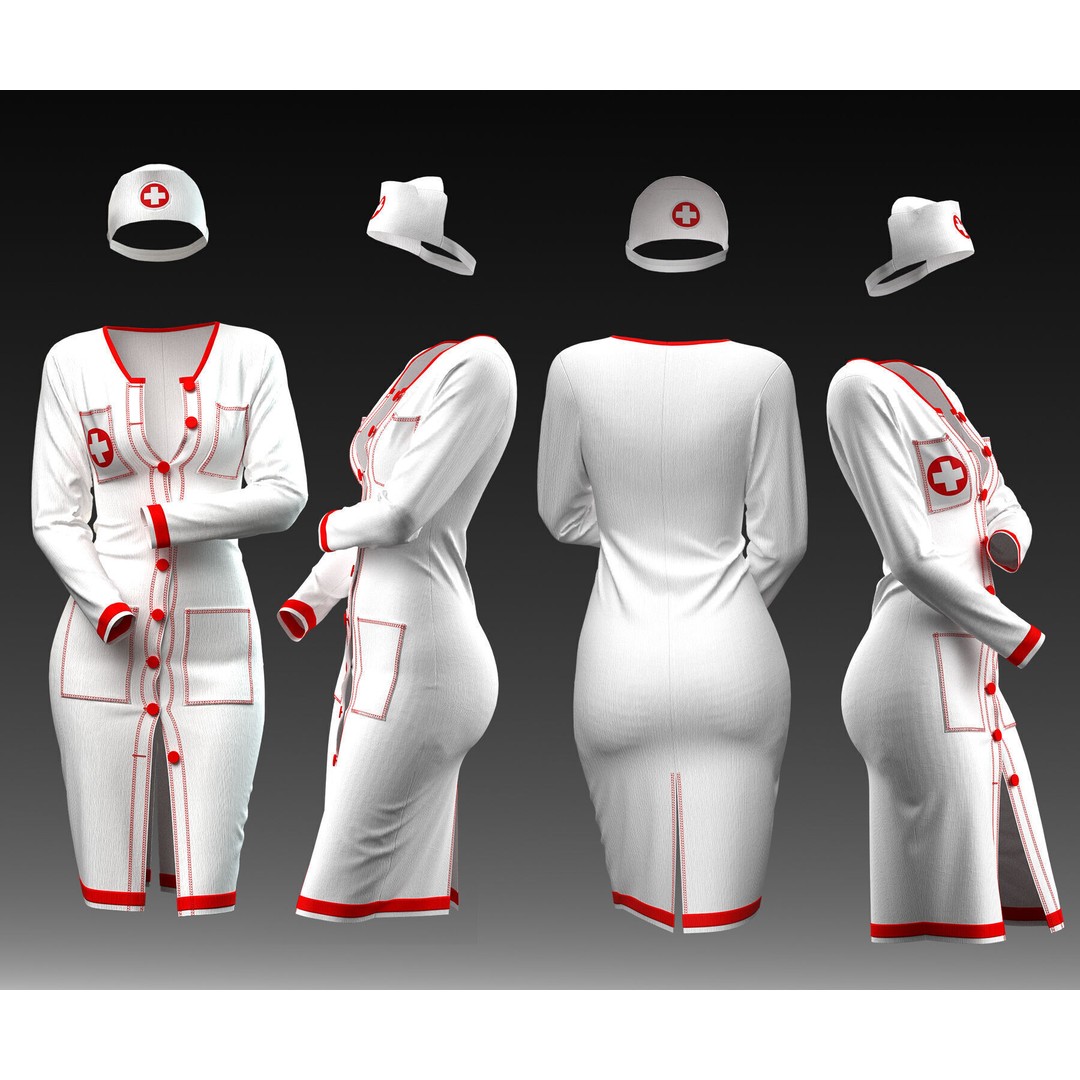 Sexy Nurse Outfit 3D Model – 10 Stylish Uniforms, FBX & OBJ - View 5