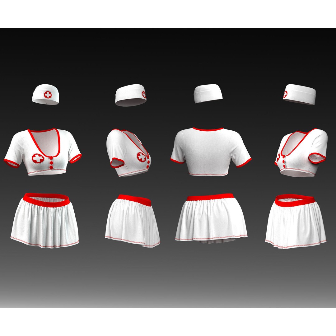 Sexy Nurse Outfit 3D Model – 10 Stylish Uniforms, FBX & OBJ - View 6