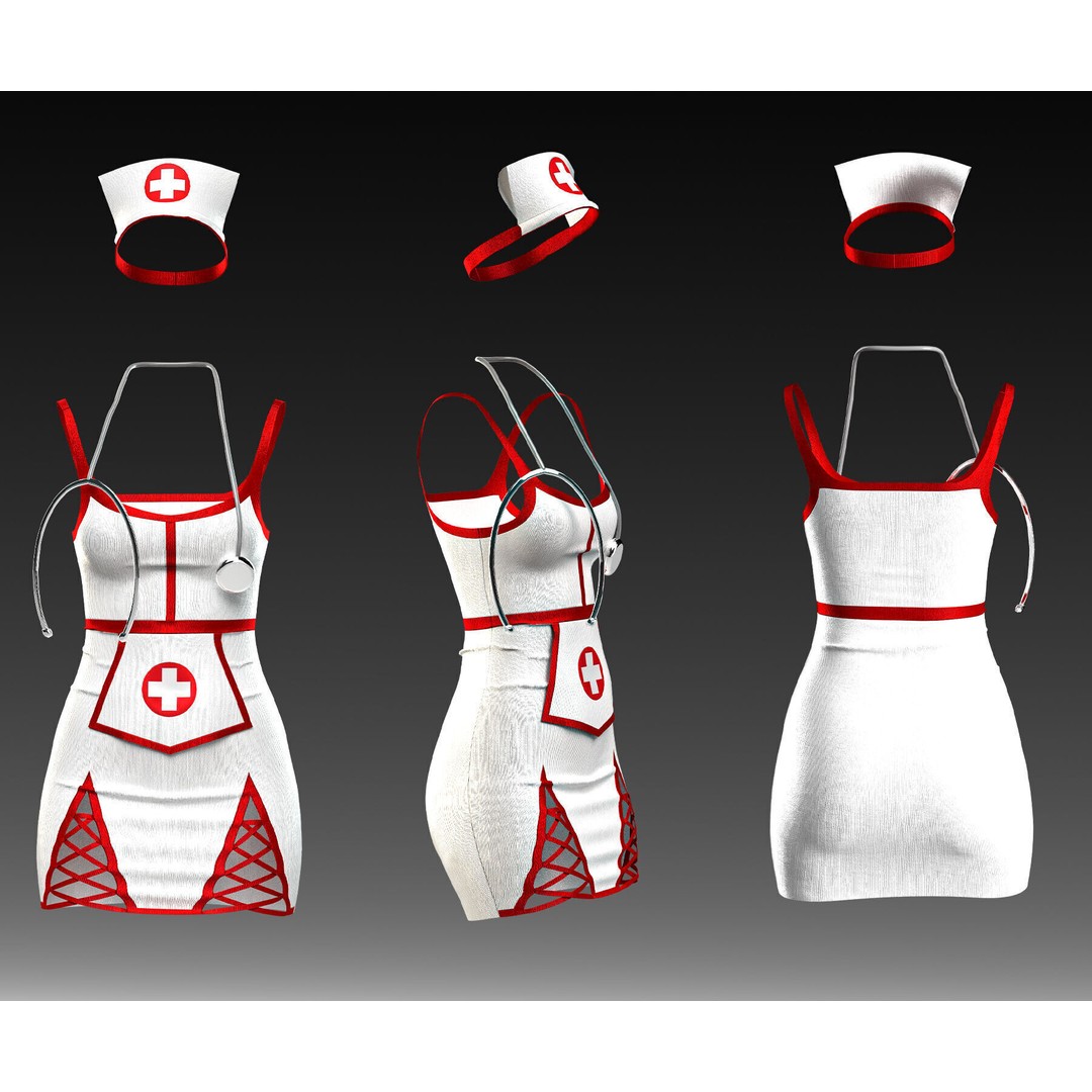 Sexy Nurse Outfit 3D Model – 10 Stylish Uniforms, FBX & OBJ - View 7