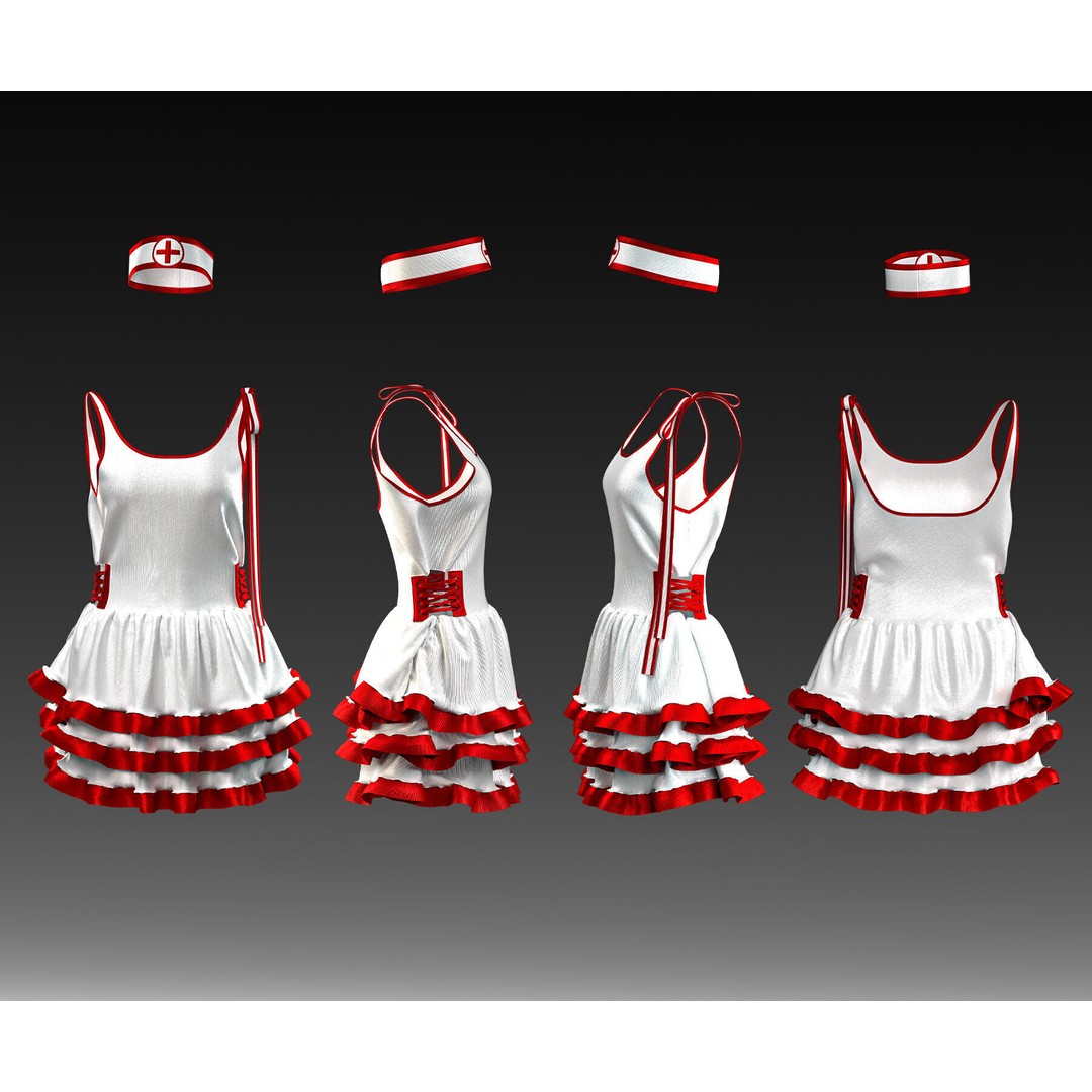 Sexy Nurse Outfit 3D Model – 10 Stylish Uniforms, FBX & OBJ - View 8