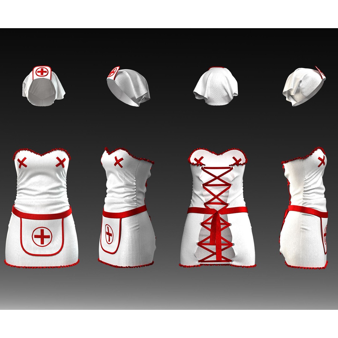 Sexy Nurse Outfit 3D Model – 10 Stylish Uniforms, FBX & OBJ - View 9