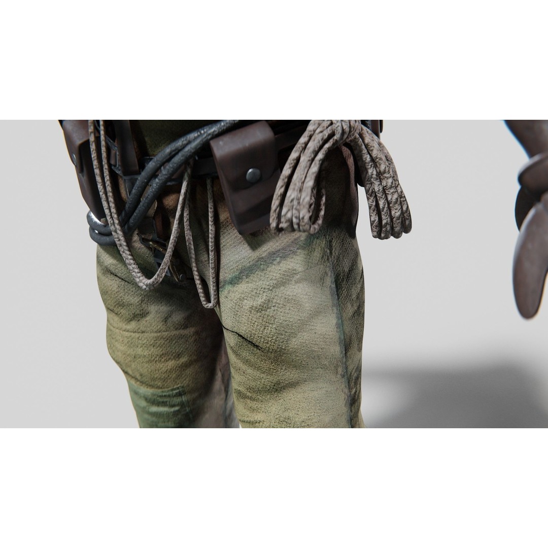 Copper Bronze Diving Suit 3D Model – Low Poly Historical Asset, FBX - View 10