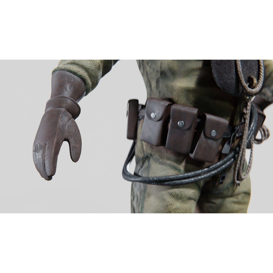 Copper Bronze Diving Suit 3D Model – Low Poly Historical Asset, FBX - View 11