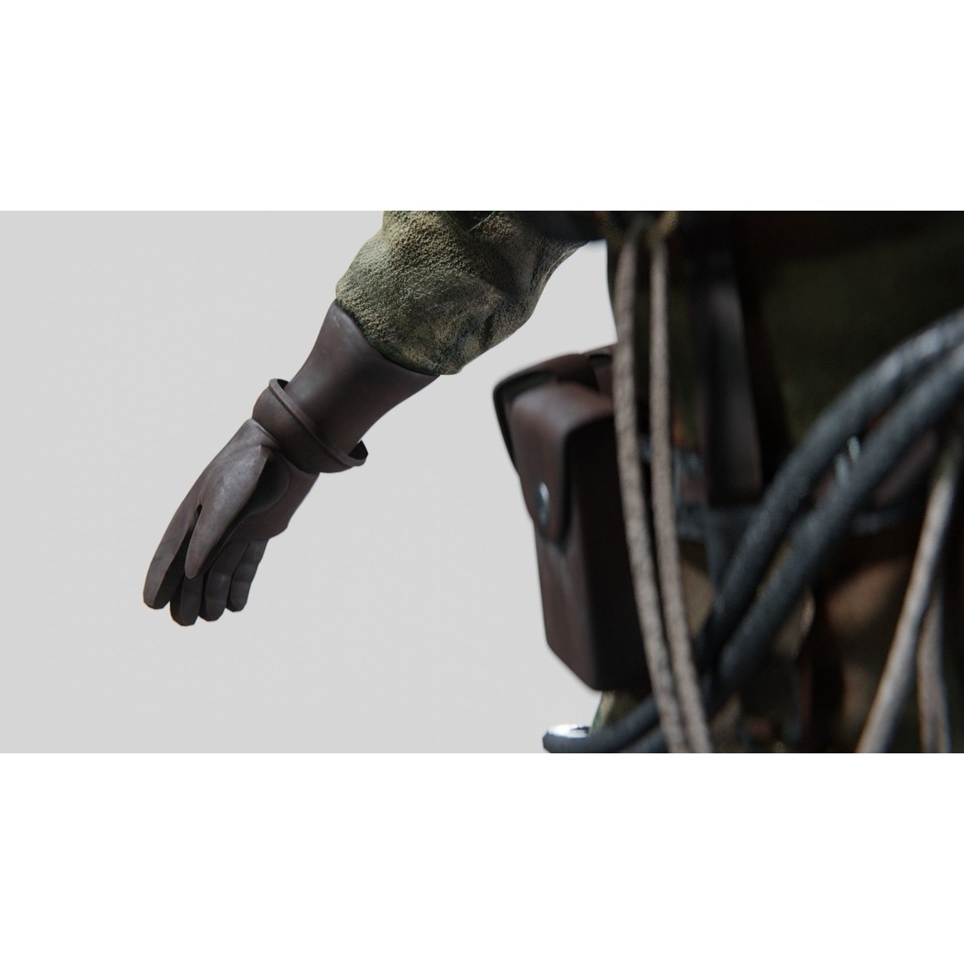 Copper Bronze Diving Suit 3D Model – Low Poly Historical Asset, FBX - View 12