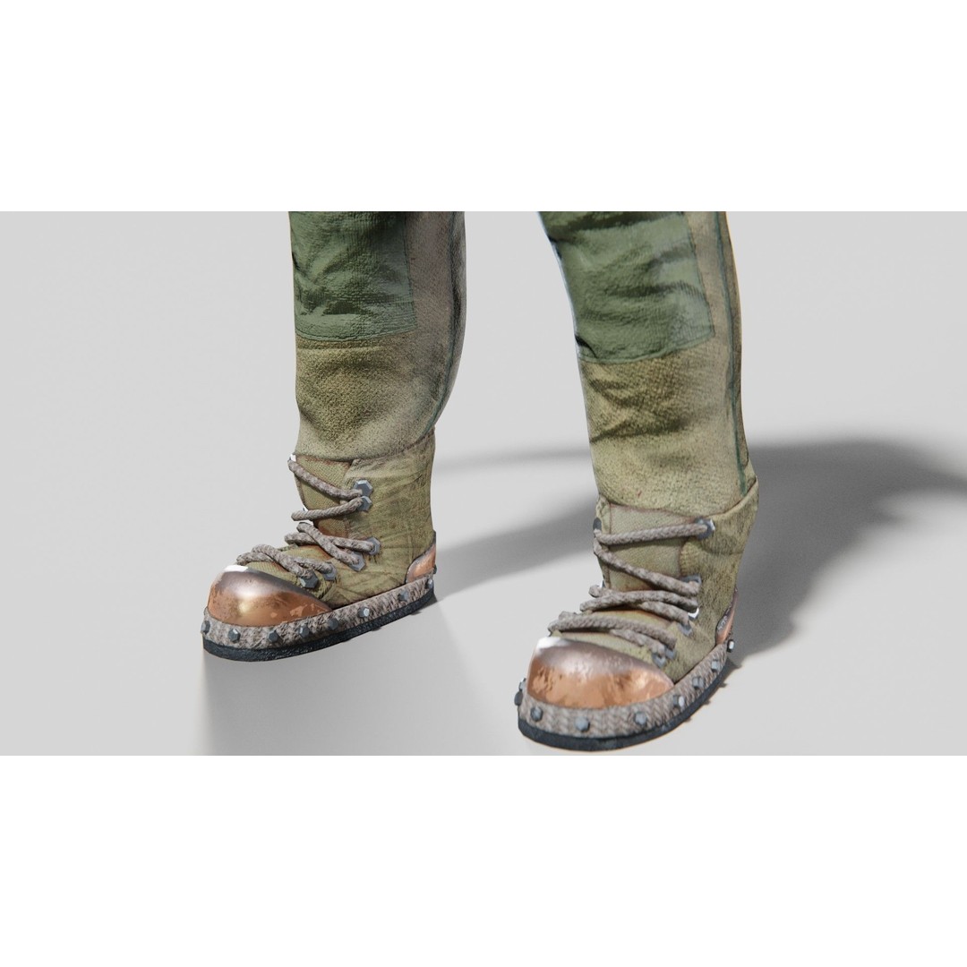 Copper Bronze Diving Suit 3D Model – Low Poly Historical Asset, FBX - View 14