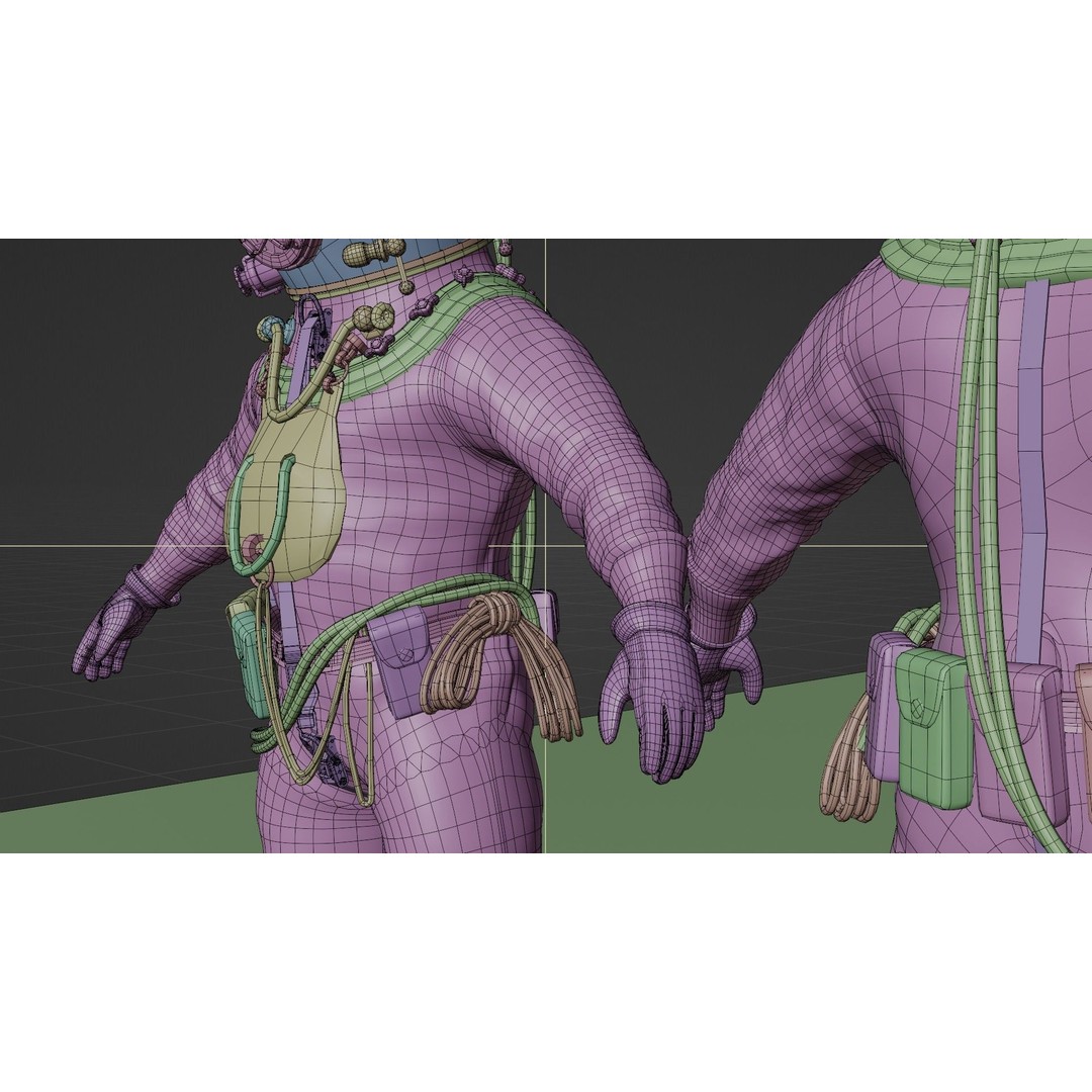 Copper Bronze Diving Suit 3D Model – Low Poly Historical Asset, FBX - View 18