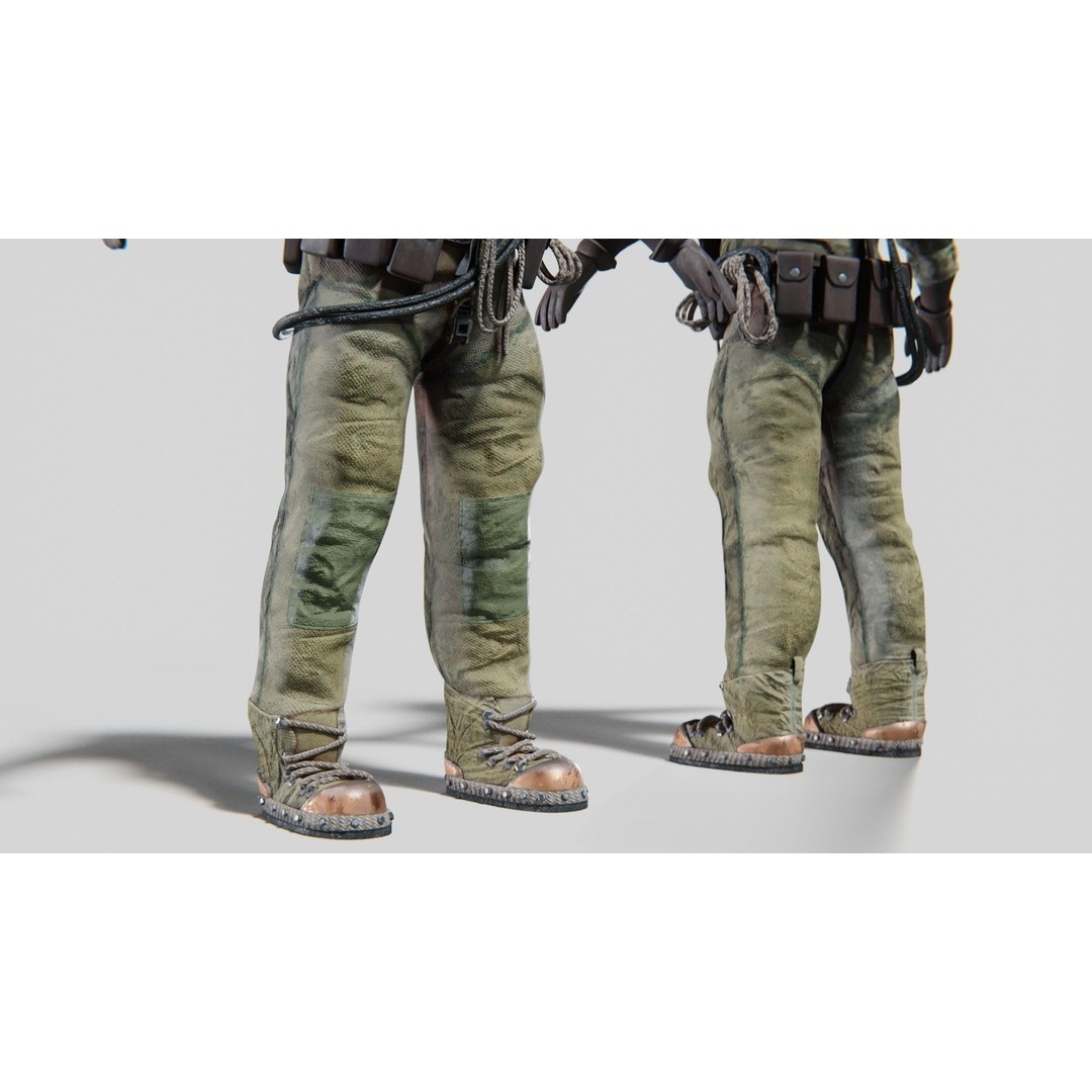 Copper Bronze Diving Suit 3D Model – Low Poly Historical Asset, FBX - View 9
