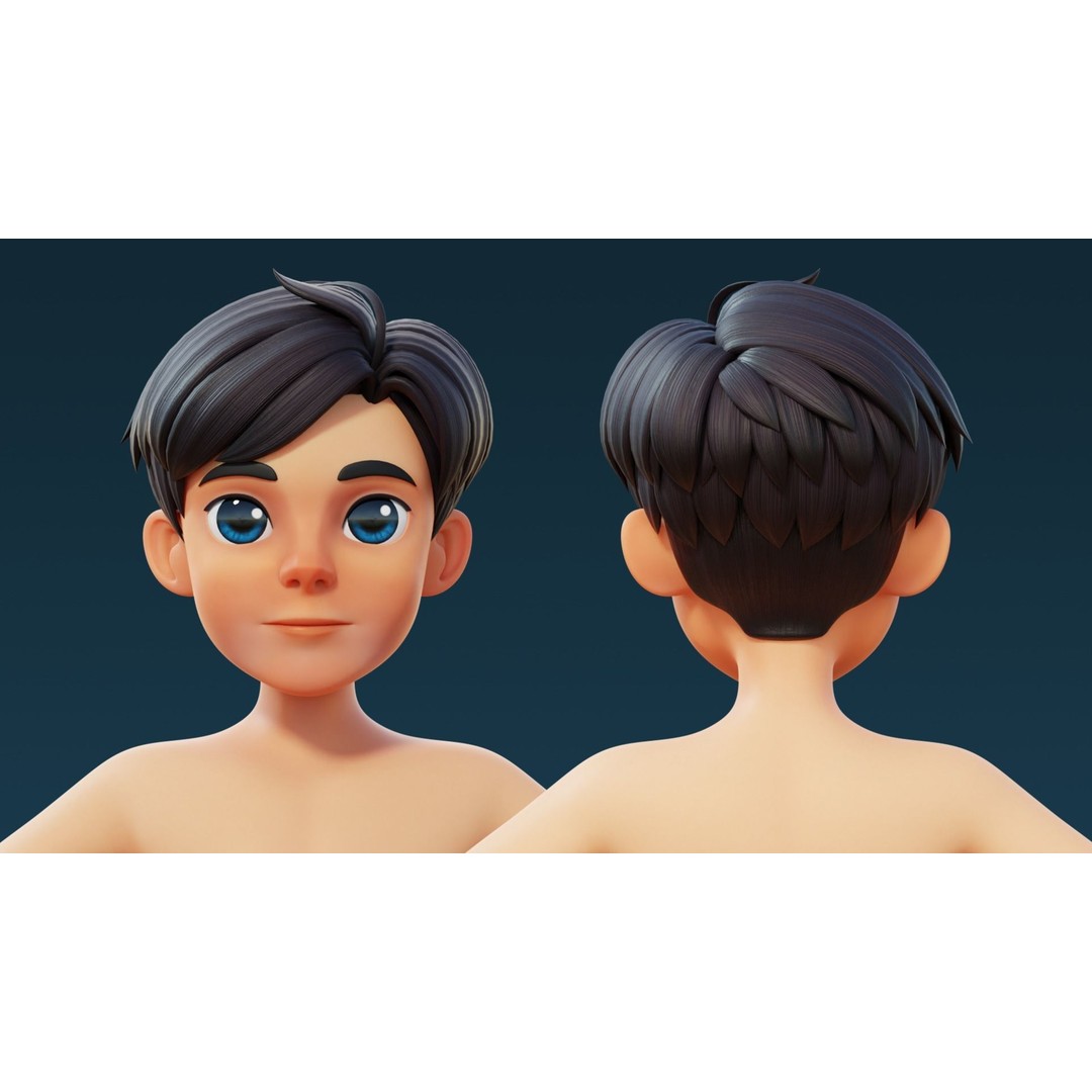 Teen Male 3D Model – Cartoon Base Mesh for Animation, FBX, OBJ - View 7