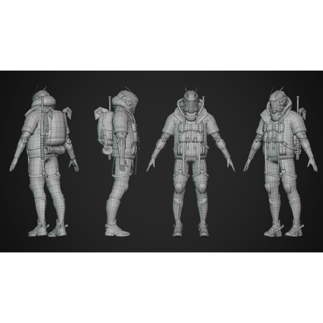 Cyberpunk Axion Robot 3D Model – Low Poly PBR Game Asset, FBX